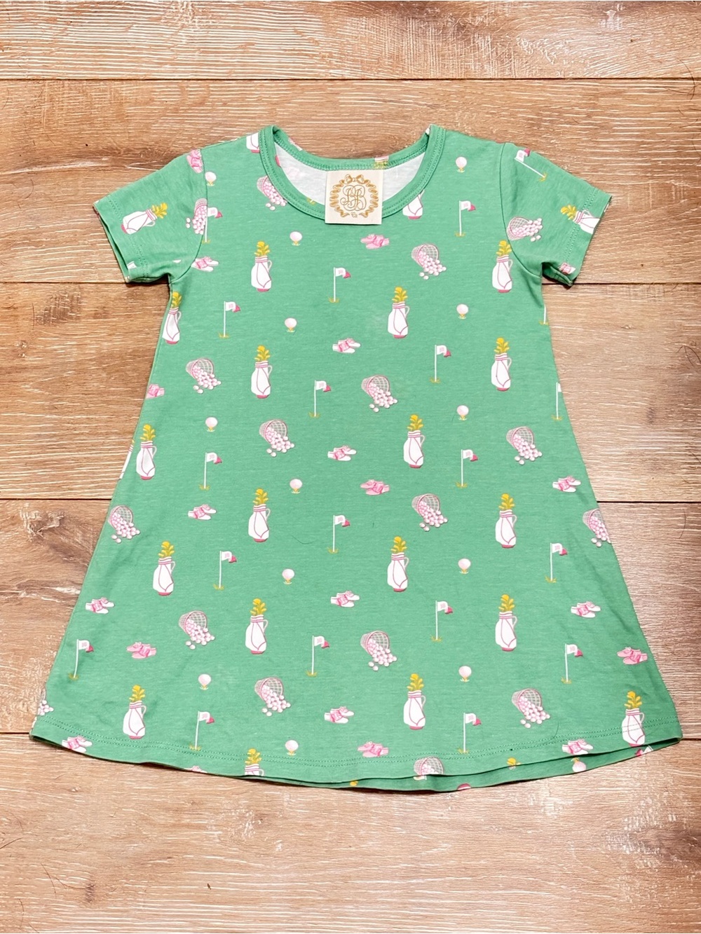 TBBC Green Golf-Print Short Sleeve Polly dress